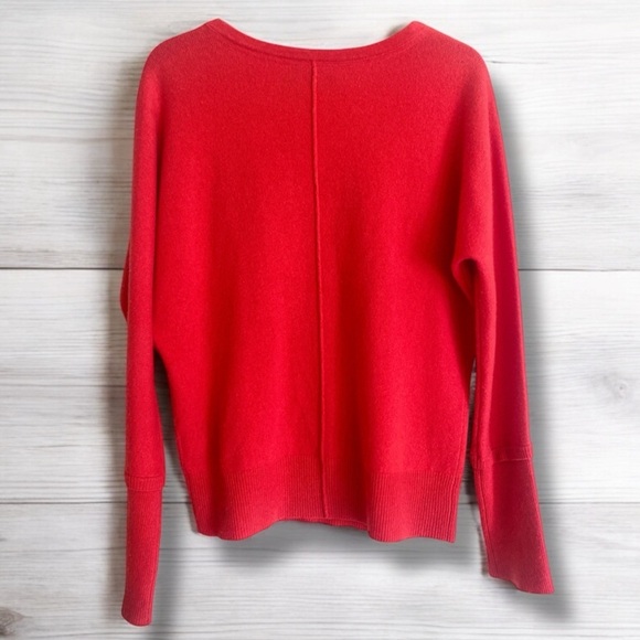 MICHAEL STARS X-TRA FINE WOOL/CASHMERE SWEATER Red V-Neck Seamed w Polo Sleeves - Picture 6 of 11